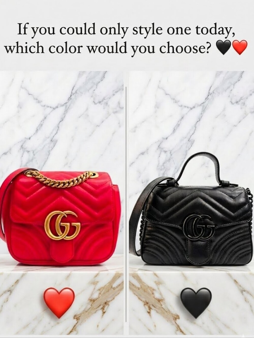 GUCCI MARMONT DUO: Which color is your favorite?🖤❤️